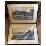 AWP375 - Two Framed Chinese Art Prints on Fabric - See Description