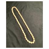 Awp407 Vintage Carved Bone Floral Bead Necklace