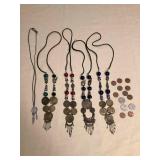 Awp415 Five Coin Necklaces & A Batch Of Foreign Coins