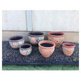 Mms078 Six Ceramic Planter Pots New
