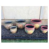 Mms079 Six Ceramic Planter Pots 