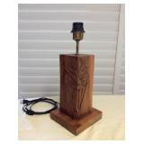 Mms128 Vintage Carved Wood Hawaiian Table Lamp 