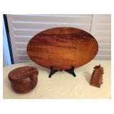 Mms133 Koa? Large Platter/Display Stand, Koa Napkin Holder & Kamani Poke Bowl