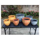 Mms144 Seven Ceramic Planter Pots New 