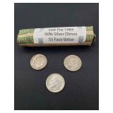 MSS013 - ROLL OF PRE 1965 SILVER DIMES
