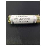 MSS020 - ROLL OF PRE 1965 SILVER DIMES 