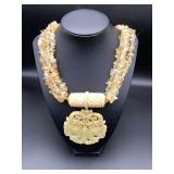 MSS204 - Myrna Lee Jewelry - 4-Strand Citrine Chips Necklace w/Pendant