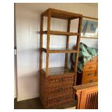 KKE016 Tall Rattan Shelf With Drawers