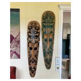 KKE127 Pair Of Large Balinese Carved Wooden Masks