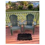 KKE171 Two Plastic Lawn Chairs & Welcome Mat