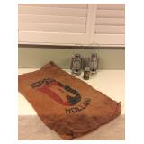 MCS061 Lanterns, Holland Burlap Sack & MASH Beer Can