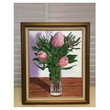 MCS086 Original Painting Of Hawaiian Protea Flowers 