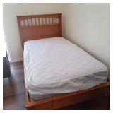 MFS001 - Twin Bed, Headboard, Wood Frame & Mattress - SEE DESCRIPTION
