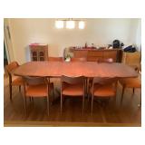 MMM002 Mid-Century Modern Dining Table & Eight Chairs