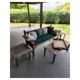 MMM026 - OUTDOOR WOODEN BENCH SET WITH CUSHIONS 