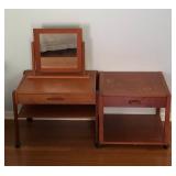 MMM028 - WOODEN END TABLES AND DRESSING MIRROR