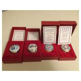 MMM083 Halcyon Days Christmas 1993-1996 Enamel Boxes 