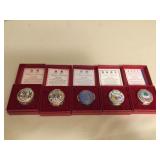 MMM090 Five Halcyon Days Christmas 1984-1988 Enamel Boxes 