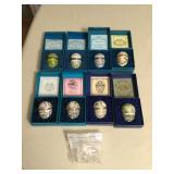 MMM091 Eight Halcyon Days Easter 1973-1980 Enamel Egg Boxes 