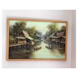 WRS072 Original Scenic Painting Of River Village