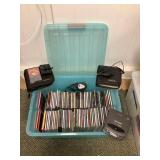 WRS095 Large Plastic Storage Bin Of CD’s, Discman & More!