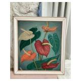 WRS132 Original Framed Painting Of Anthurium Flowers