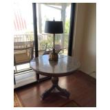 BPB021 Faux Marble Table & Brass Lamp 