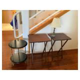 BPB025 Two Wooden TV Tables & Round End Table