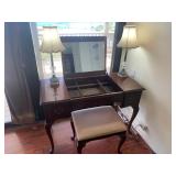 BPB086-Drexel Heritage Solid Wood Vanity & Lamps