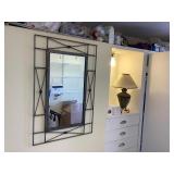 BPB098 Metal Framed Mirror, Table Lamp & Candles