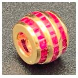 BPB508-14K Gold & Ruby Barrel Pendant