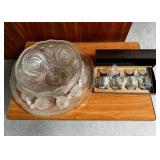 NVS032 Vintage Cut Glass Punchbowl & Glassware