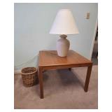 POP014 - TEAK END TABLE MADE IN DENMARK, LAMP & MORE