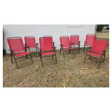 PHP006 - SET OF EIGHT RED FABRIC FOLDING CHAIRS 