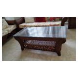 PHP035 - GLASS TOP WICKER COFFEE TABLE