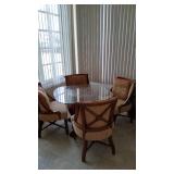 PHP048 - ROUND GLASS TOP DINING SET w/Four Chairs