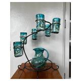 PHP063 Hand Blown Glass Pitcher With Matching Glasses