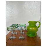 PHP077 Hand Blown Margarita Glasses With Pitcher