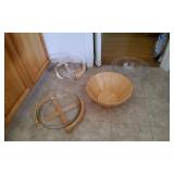 PHP082 - A Unique Set Of Brand New Glass And Wood Serving Dishes