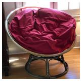 Rattan beanbag lounge chair measuring 45"DIA with 12"H base. Item in good used condition and would m