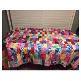 MMS075 Large Vintage Hawaiian Patchwork Quilt Blanket 