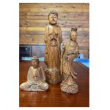 AFC007- Three Vintage Carved Wood Asian Figurines 