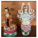 AFC015-Kwan Yin Guan Yin Goddess Sitting on Lotus & 1000 Arms Goddess Kwan Yin Porcelain Figures