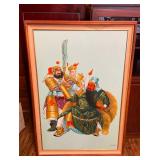 AFC032 Koa Framed Original Painting Of Genghis Khan