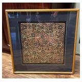 AFC043 Framed Floral Ethnic Textile