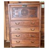 AFC049- Beautiful Vintage Oriental Wood Cabinet w/Pull Down Desktop
