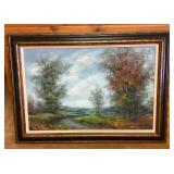 AFC055 Large Framed Original Scenic Impasto Style Painting Signed by Artist