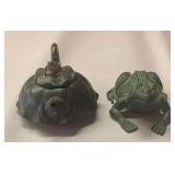 AFC080-Cast Iron Frog And Clay Teapot 