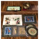 AFC121 - ANTIQUE TIBETAN SINGING BOWL, SHELL ART AND MORE