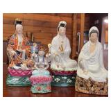 AFC122- Vintage Porcelain Sculptures - Kwan Yin Sitting on Lotus & More
